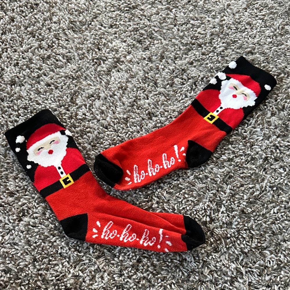 Festive Santa Holiday Socks - Red and Black